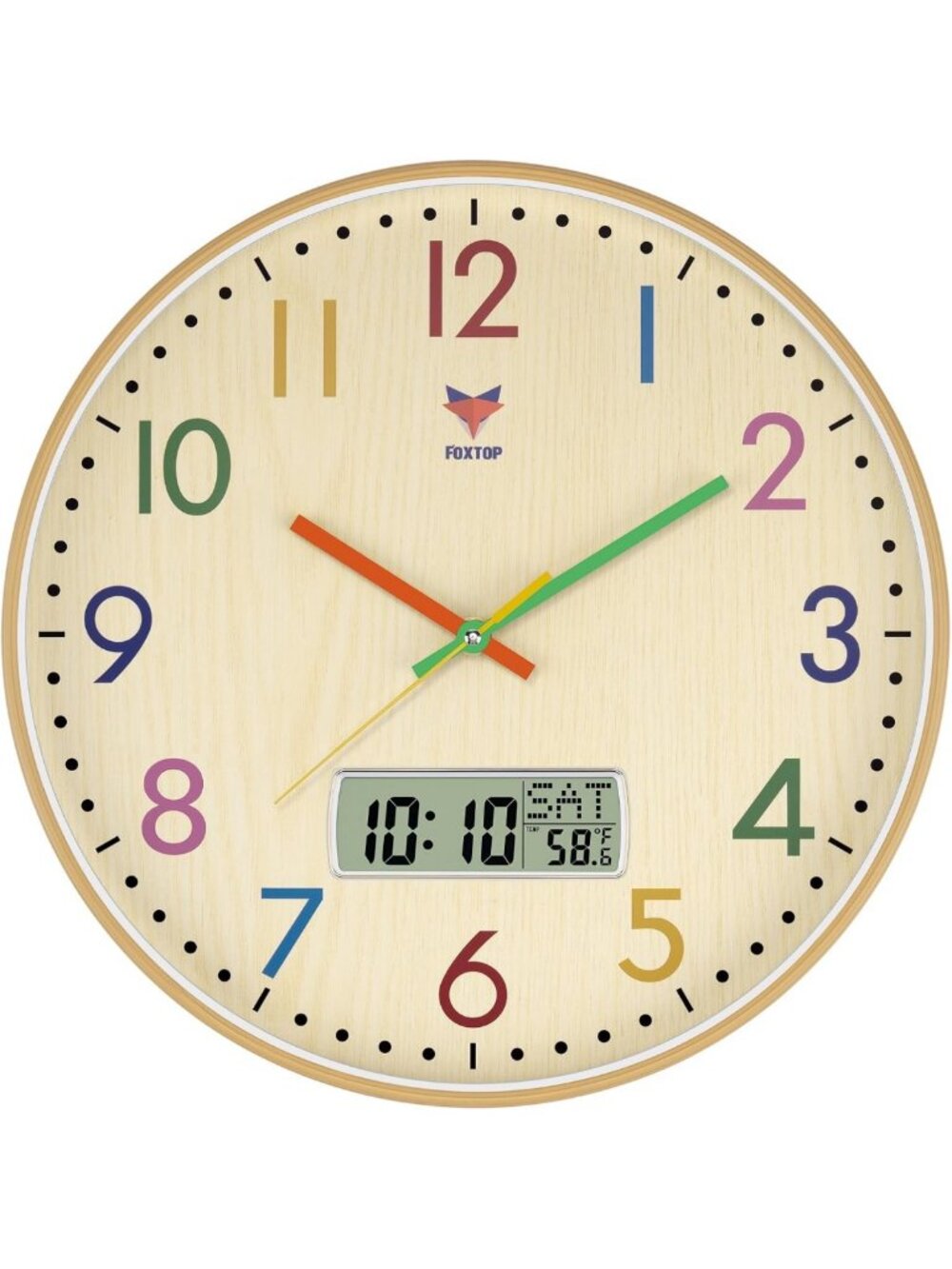 Silent Non-Ticking Kids Learning Clock - 14 Inch Analog & Digital Time Teaching